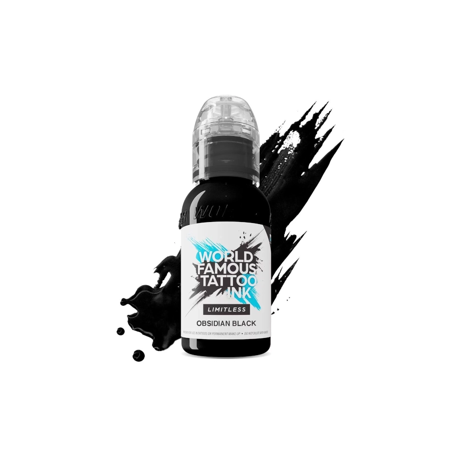 Encre de Tatouage Noire World Famous Obsidian Outlining – Conforme REACH – Pigment Professionnel Haute Intensité*