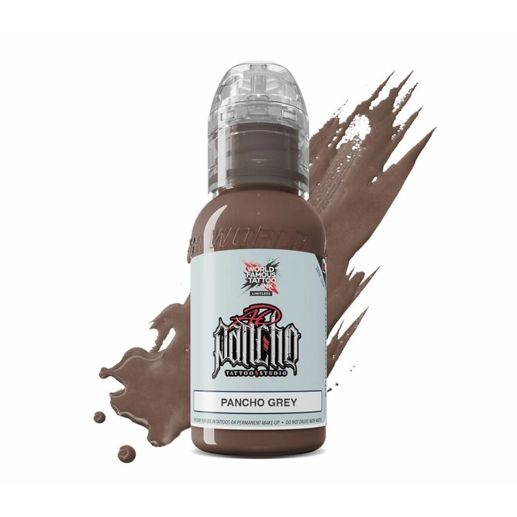 Encre de Tatouage Grise World Famous Pancho Grey – Conforme REACH – Pigment Professionnel Haute Intensité* 