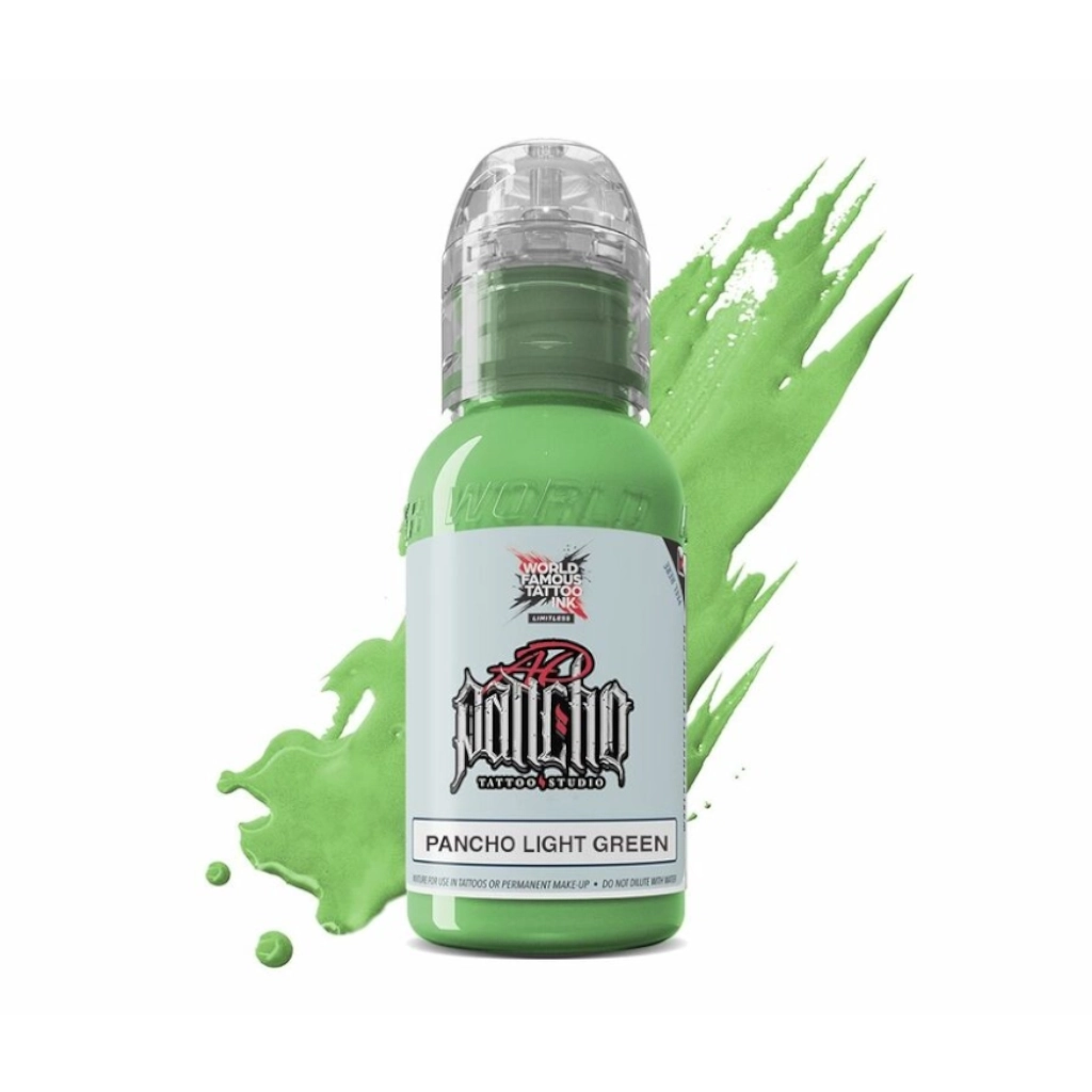 Encre de Tatouage Verte World Famous Pancho Light Green – Conforme REACH – Pigment Professionnel Haute Intensité* 