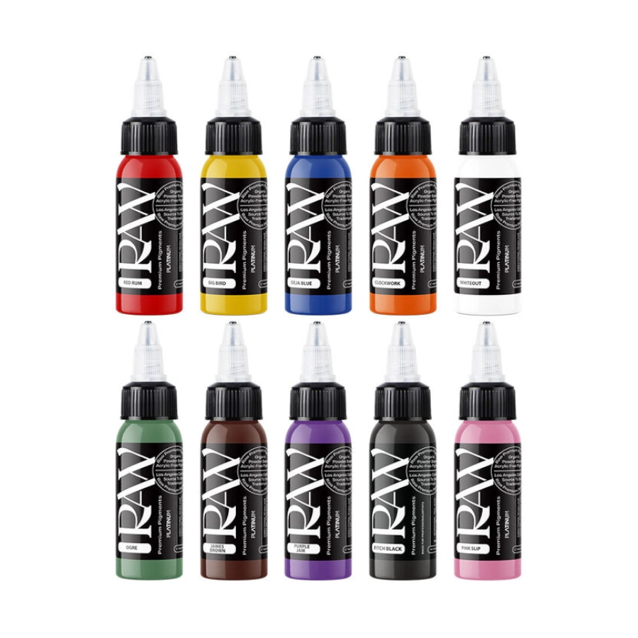 Encre Tattoo Set - Raw Pigments Set Basic Colour - Mélange pour le tatouage encre reach 10 x 30 ml*