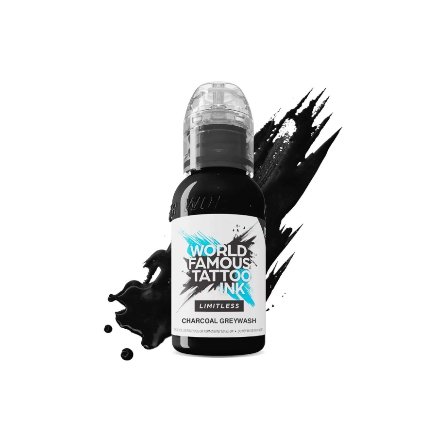 Encre de Tatouage Noire World Famous Charcoal Greywash – Conforme REACH – Pigment Professionnel Haute Intensité* 