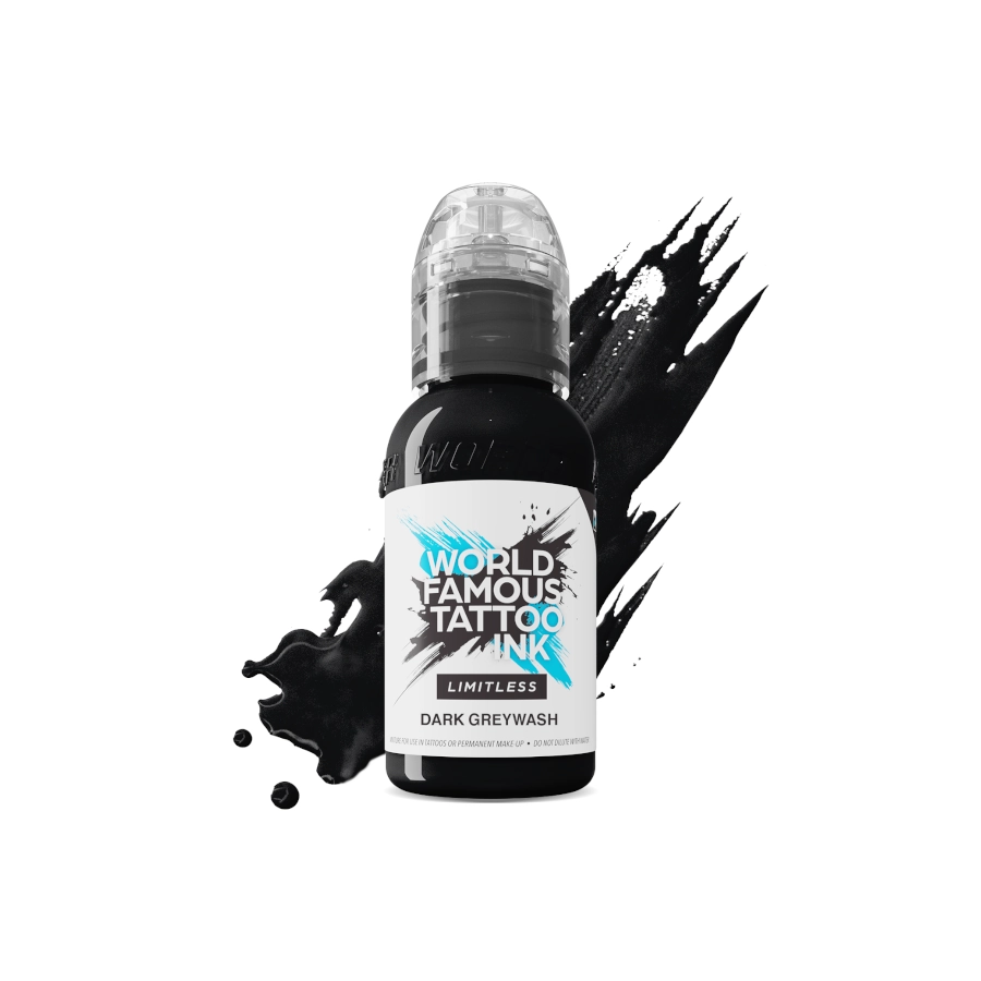 Encre de Tatouage Noire World Famous Dark Grey  wash – Conforme REACH – Pigment Professionnel Haute Intensité* 
