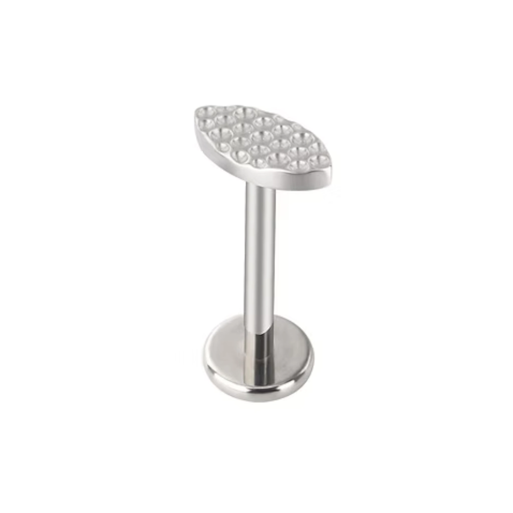 Piercing Labret - Titane F136 Stérile - Labret n°1136 avec pas de vis interne ovale martelé 1,2 x 8 mm*