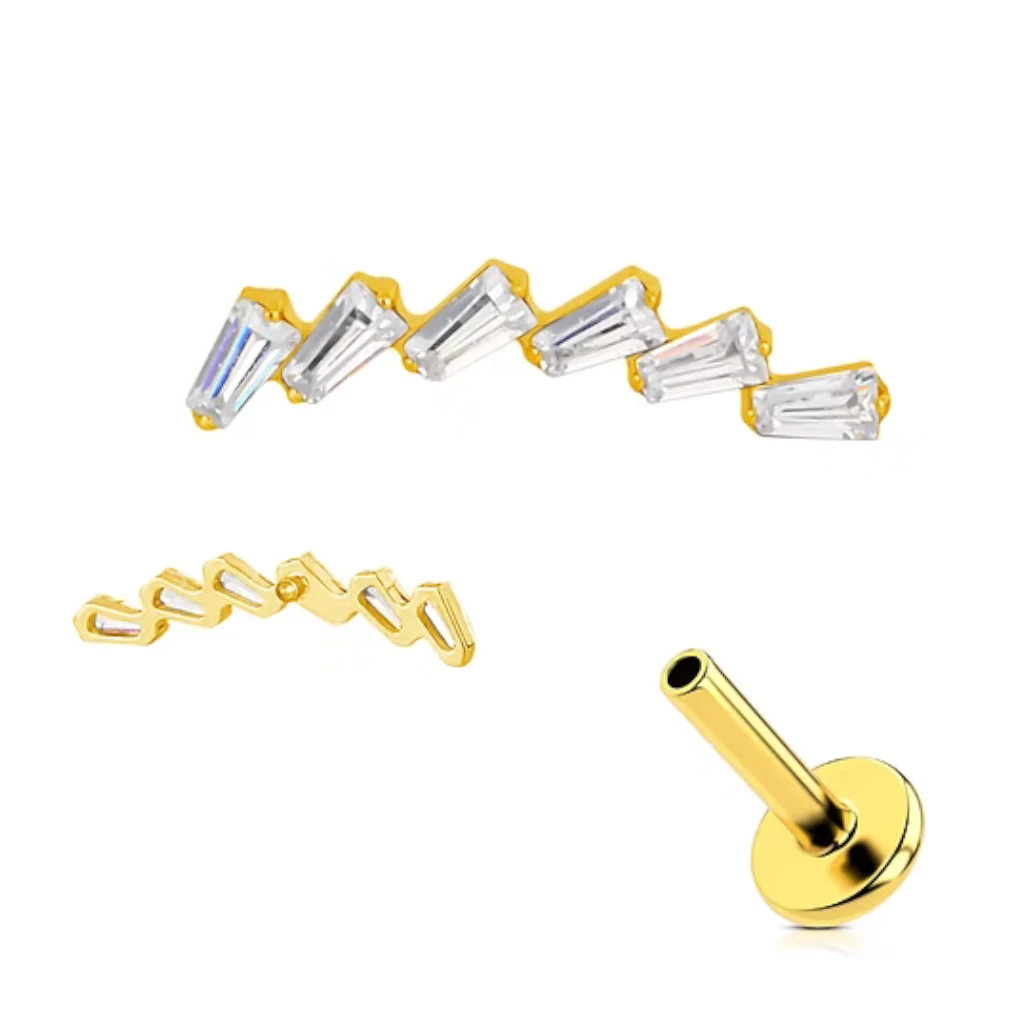 Piercing Labret - Titane F136 Gold Stérile - Labret 1343 interne en titane pvd gold motif domino