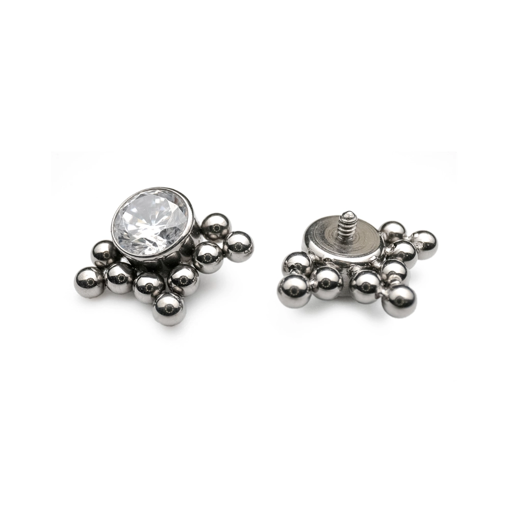 Embout Piercing - Titane F136 Gamme Hand Ink - Embout 82 en titane f136 avec pas de vis interne 0,9 mm pour piercing 1,2 mm*