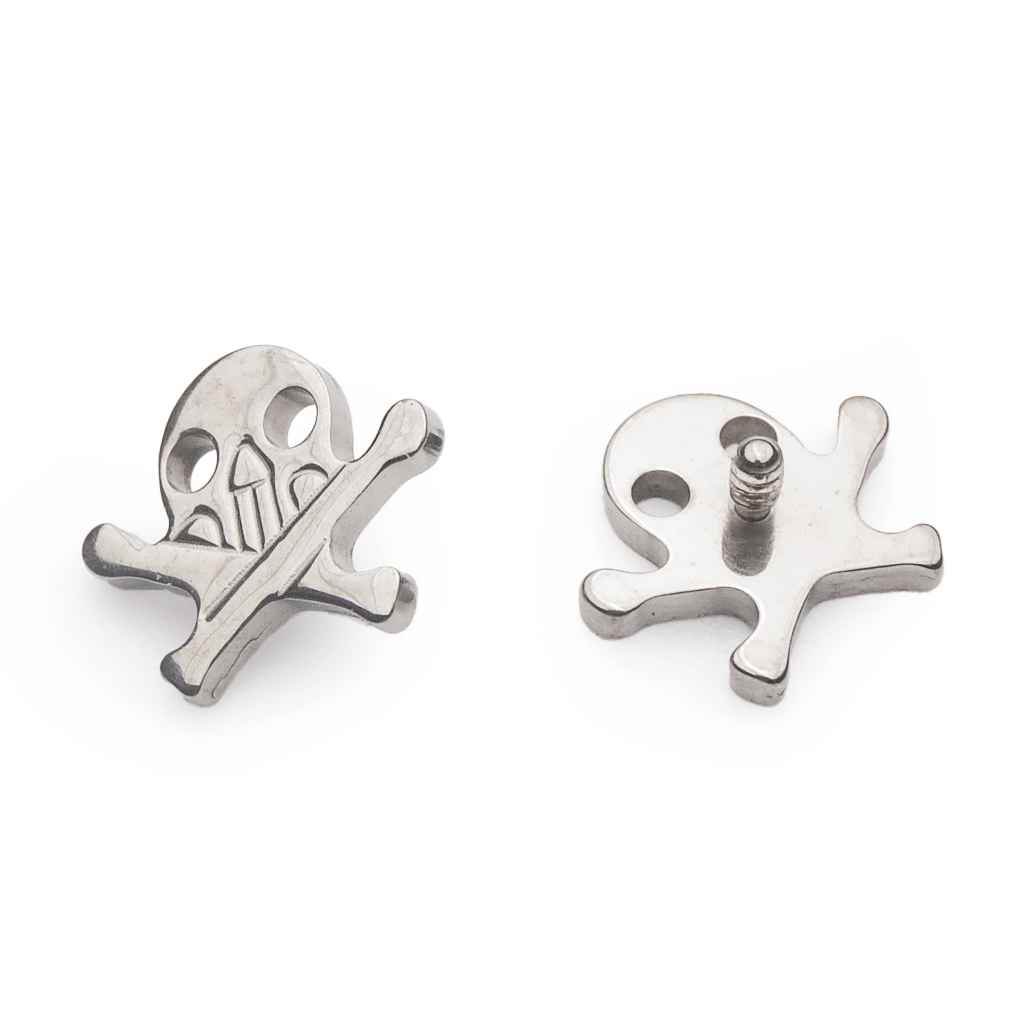 Piercing Embout - Titane F136 Gamme Hand Ink - Embout 173 avec pas de vis interne 0,9 mm pour piercing 1,2 mm tête de mort 8,5 mm*