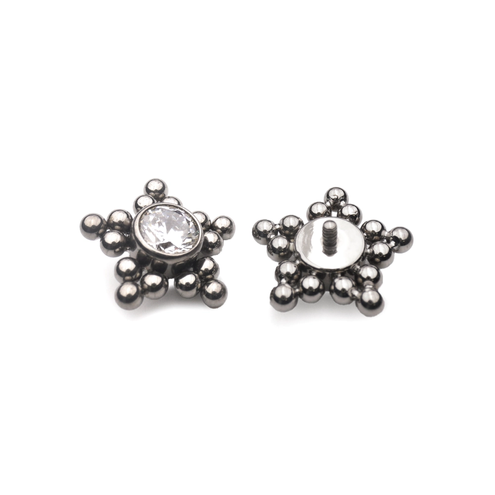 Embout Piercing - Titane F136 Gamme Hand Ink - Embout 83 en titane f136 avec pas de vis interne 0,9 mm pour piercing 1,2 mm étoile de perle*