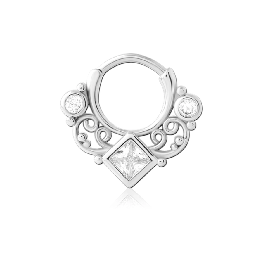 Piercing Anneau - Acier - Anneau clicker septum 107 avec fermeture à charnière 