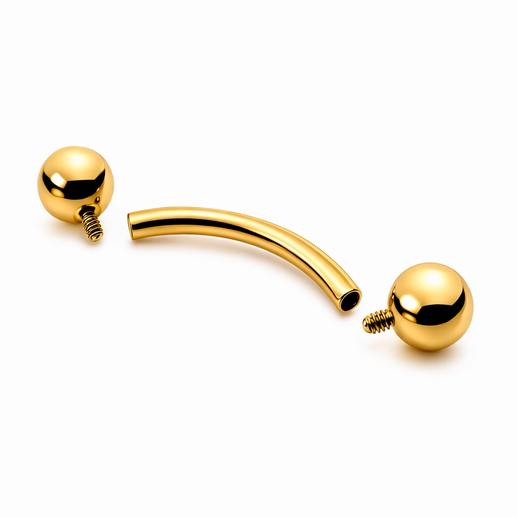Piercing Banane Titane ASTM F136 Premium – Filetage Interne Gold & Bille 3 mm Qualité Implant 1,2 x 8 mm* 
