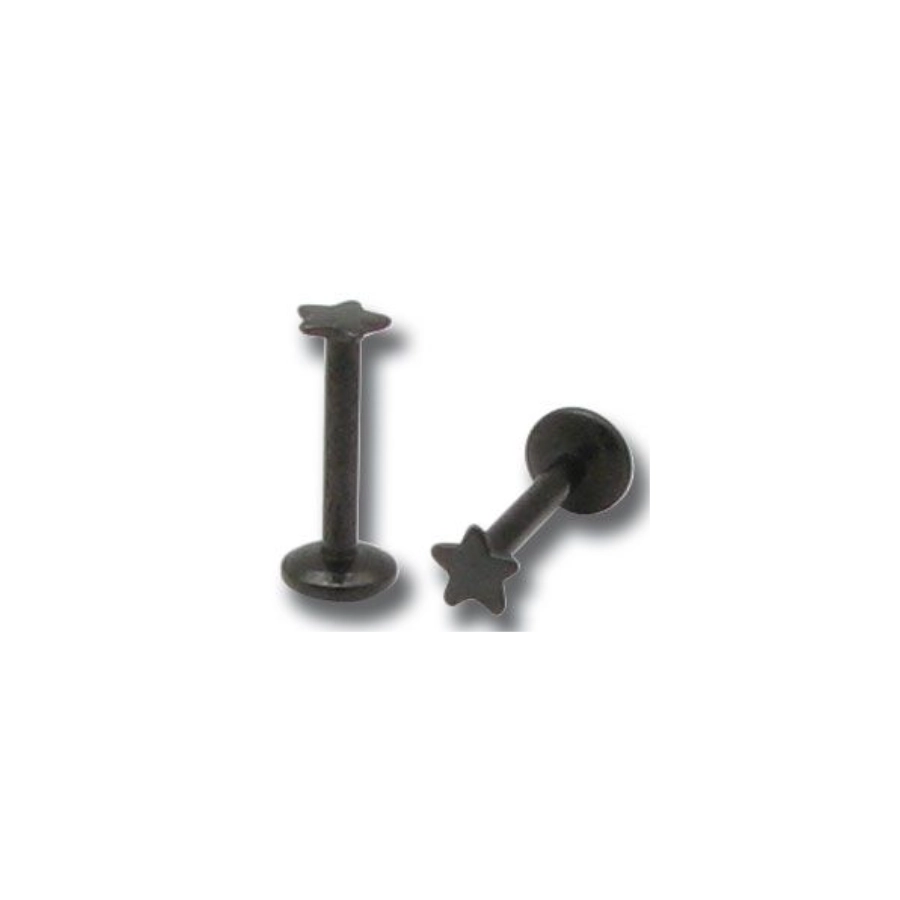 Piercing Labret - Acier Noir - Labret Motif Étoile 128