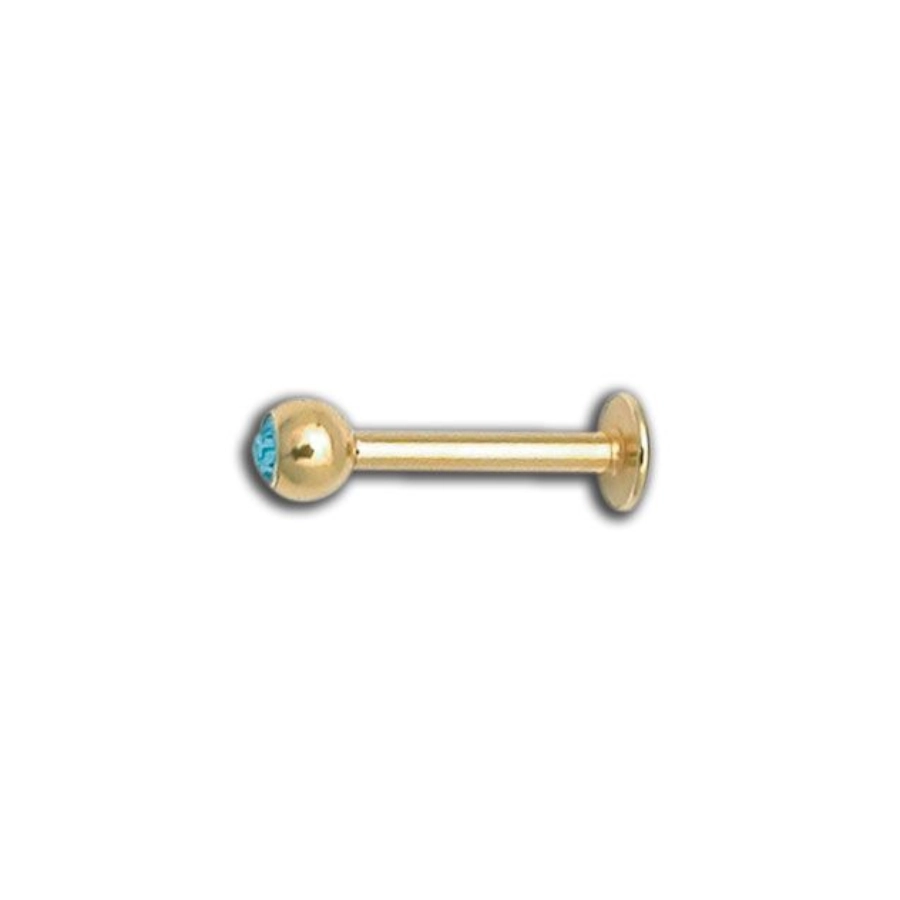 Piercing Labret - Acier Doré - Labret Cristal Blanc 