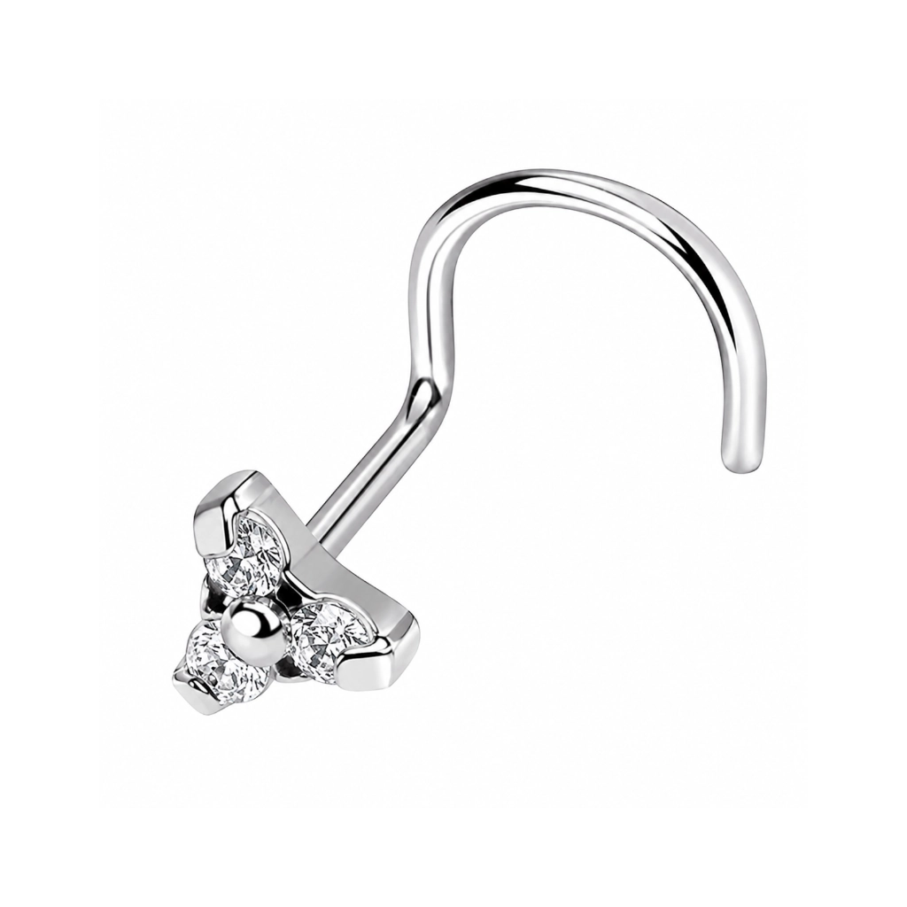 Nose Stud Titane Implant Grade Trinité 3 Strass – Piercing Nez Haute Qualité*