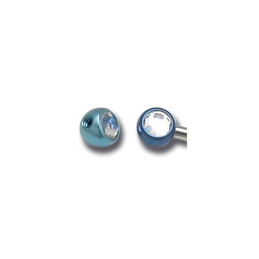Embout Piercing - Titane - Bille en titane latérale cristal coloré 10