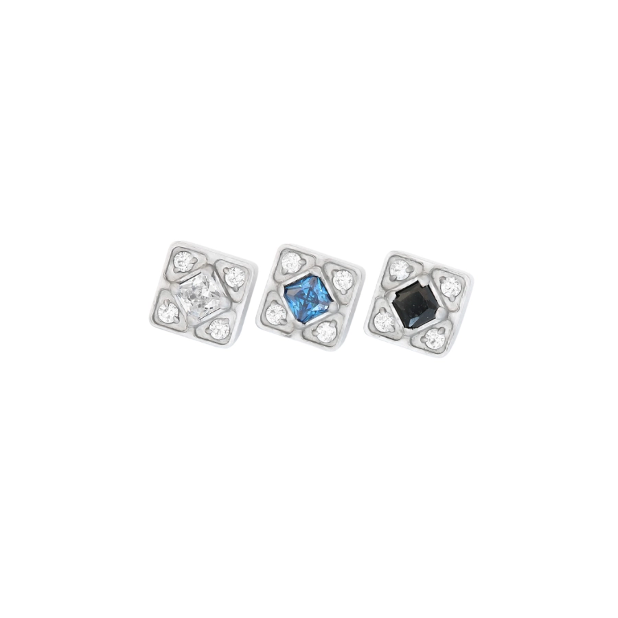 Embout Piercing - Gamme Itc - Embout 122 avec pas de vis interne 0,9 mm motif carre strass*