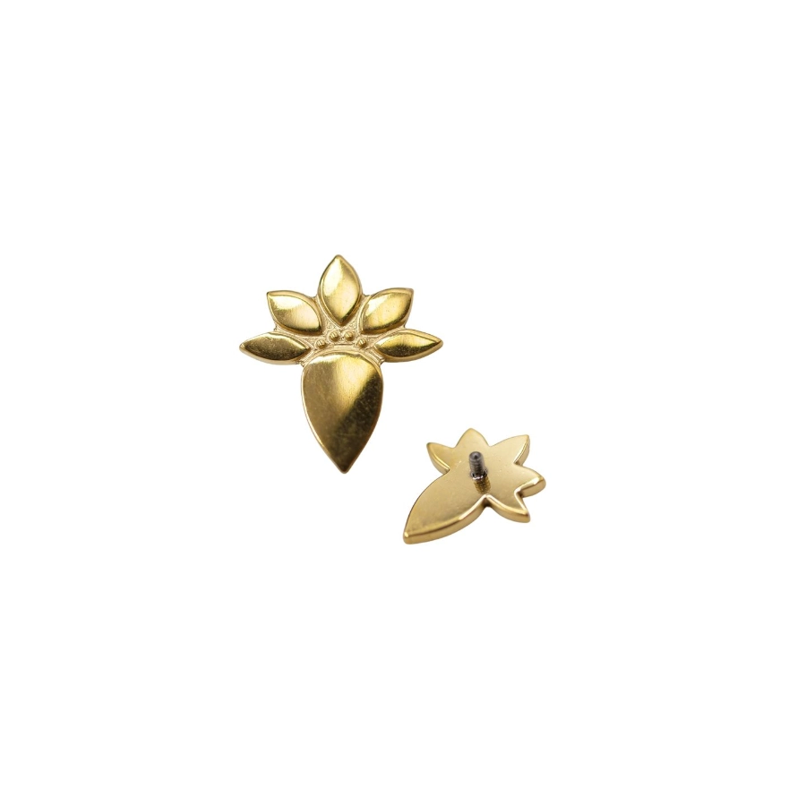 Piercing Embout - Titane Gold Gamme Itc - Embout 83 avec pas de vis interne 0,9 mm pour piercing 1,2 mm fleur de lotus*