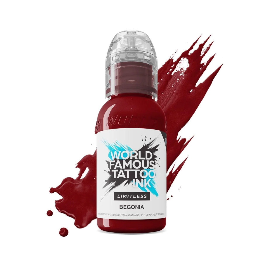 Encre de Tatouage Rouge World Famous Begonia – Conforme REACH – Pigment Professionnel Haute Intensité* 