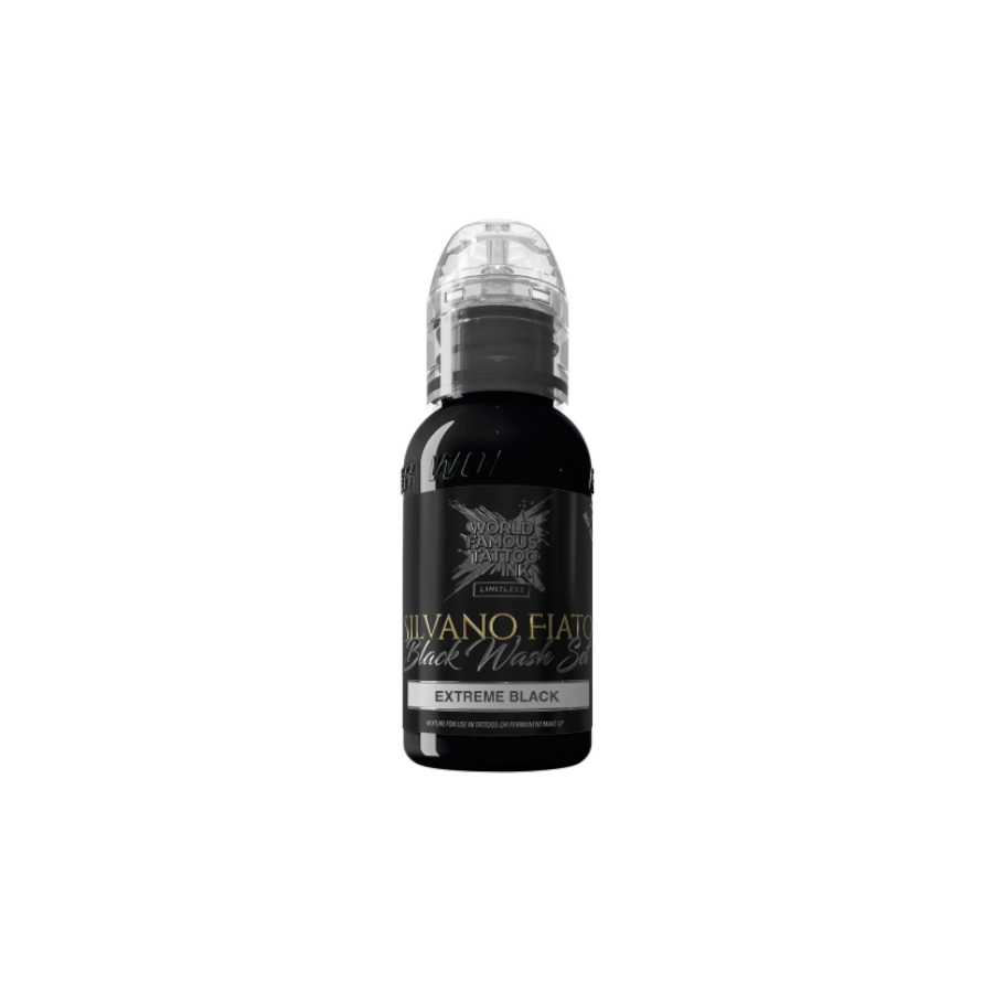 Encre de Tatouage Noire World Famous Silvano Fiato Extreme Black – Conforme REACH – Pigment Professionnel Haute Intensité* 