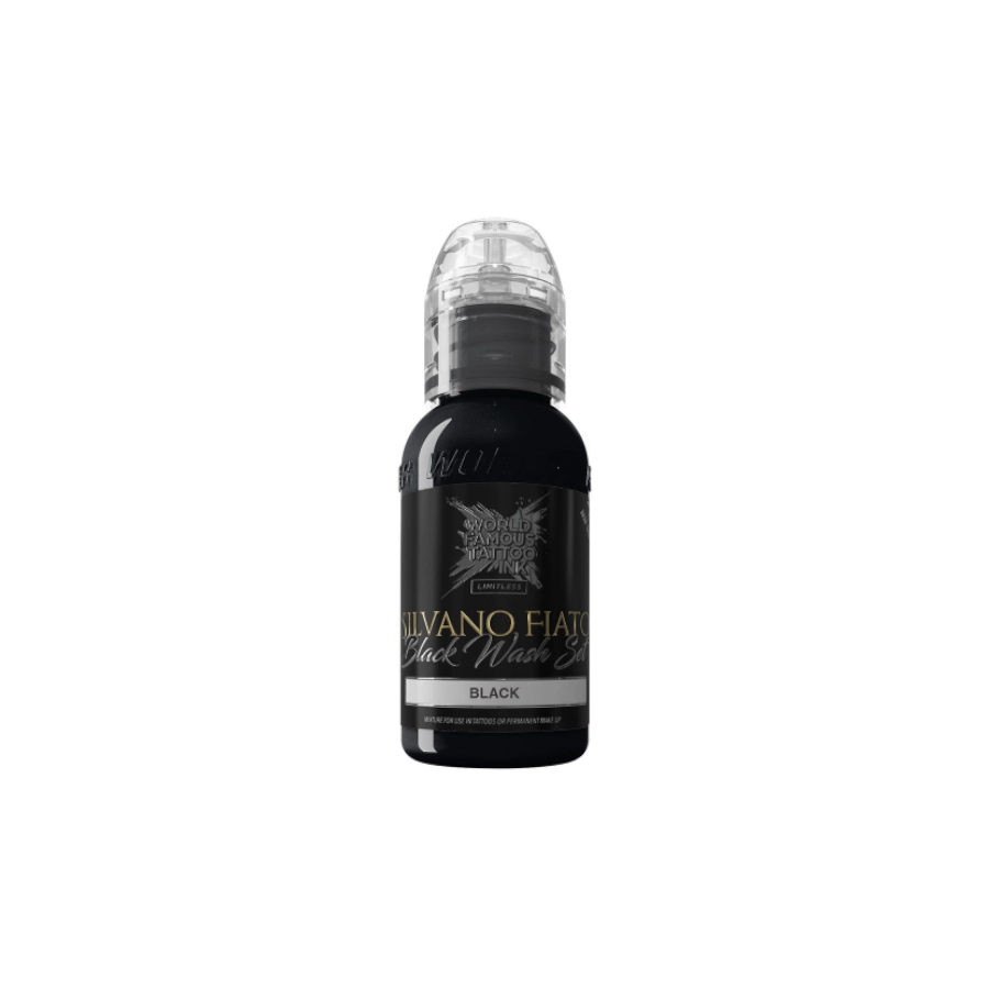Encre de Tatouage Noire World Famous Silvano Fiato Black – Conforme REACH – Pigment Professionnel Haute Intensité* 