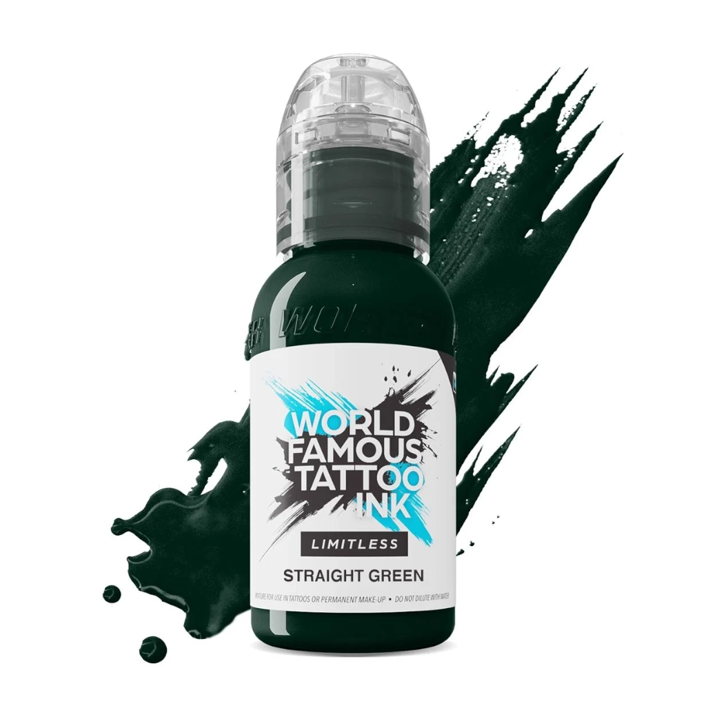 Encre de Tatouage Verte World Famous Straight Green – Conforme REACH – Pigment Professionnel Haute Intensité* 