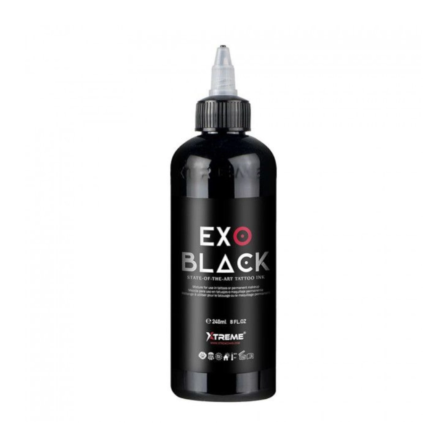 Encre Tattoo Noire - Xtreme Ink Exo Black - Mélange pour le tatouage encre reach 240 ml noir de remplissage*
