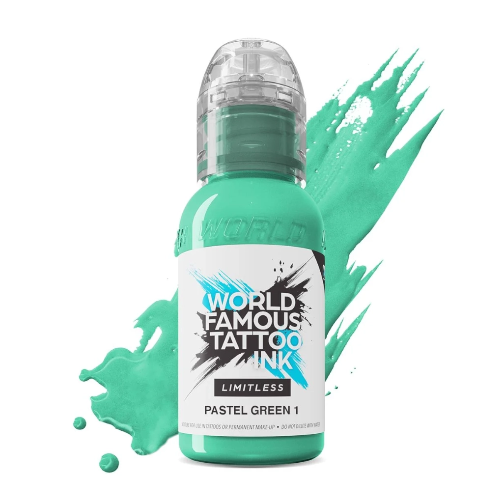 Encre de Tatouage Verte World Famous Pastel Green 1 – Conforme REACH – Pigment Professionnel Haute Intensité* 