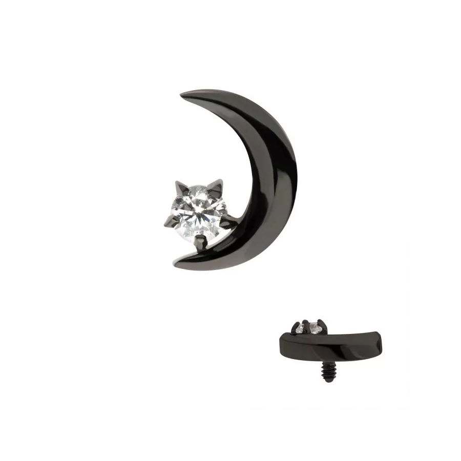 Piercing Embout - Titane F136 Black Gamme Invictus - Embout 17 avec pas de vis interne 0,9 pour piercing 1,2 mm*