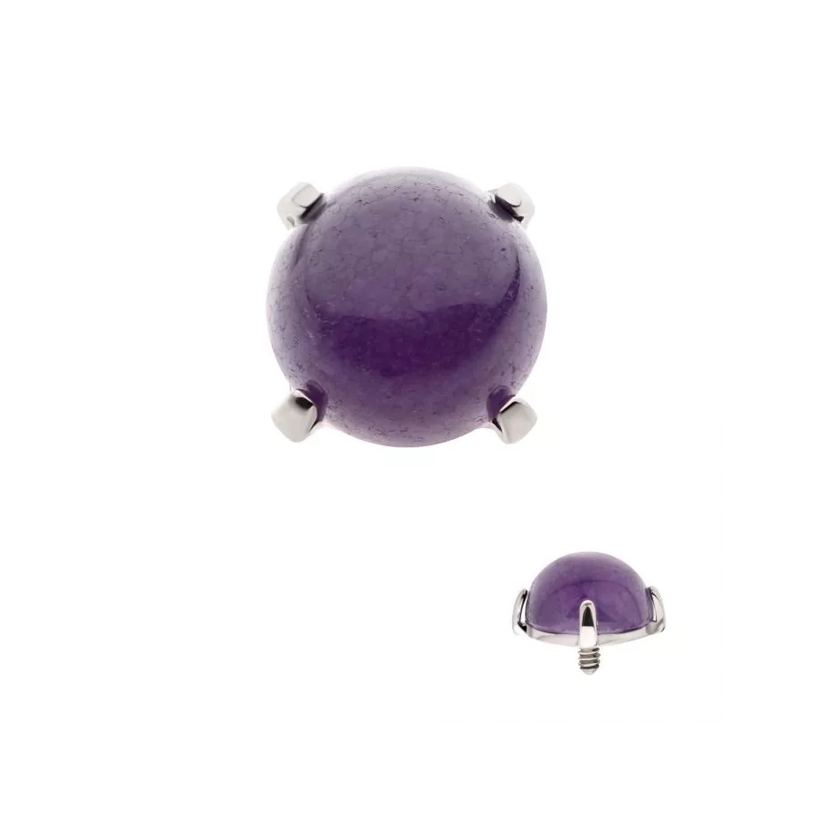 Piercing Embout - Titane F136 Gamme Invictus - Embout 10 avec pas de vis interne 0,9 mm pour piercing 1,2 mm pierre naturelle améthyste*