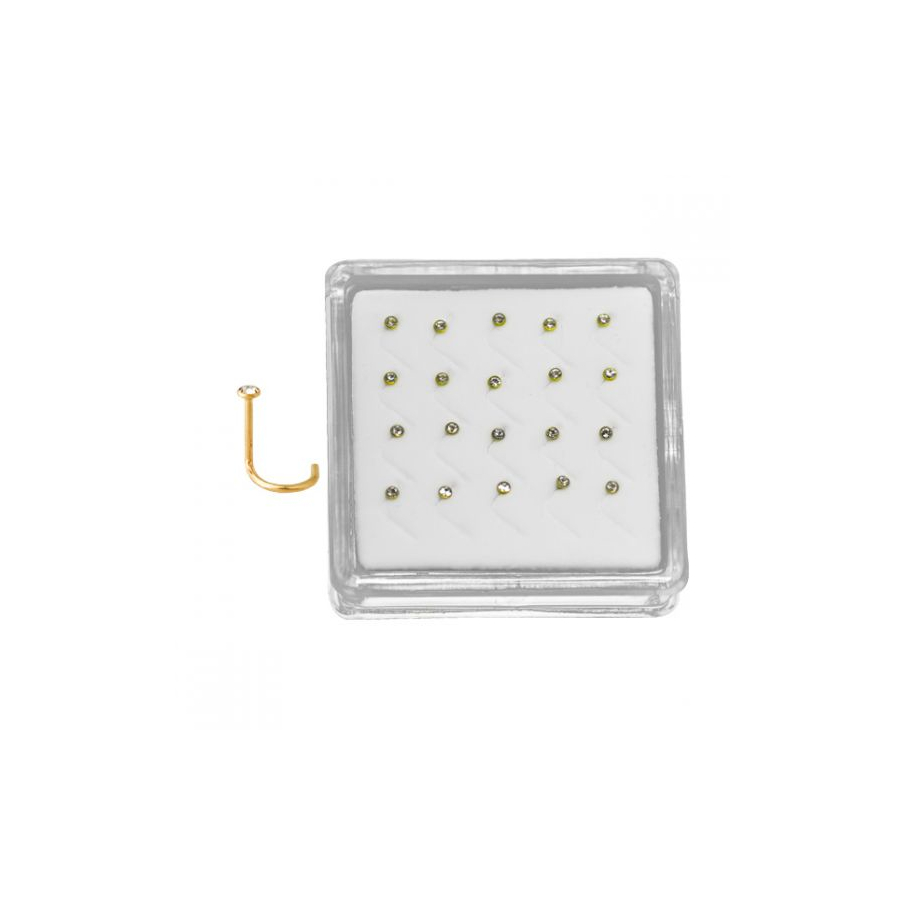 COFFRET DE 20 BIJOUX DE NEZ GRIFFES ACIER 316L DORE OR FIN