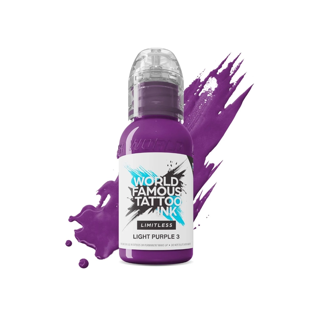 Encre de Tatouage Violette World Famous Light Purple 3 – Conforme REACH – Pigment Professionnel Haute Intensité* 