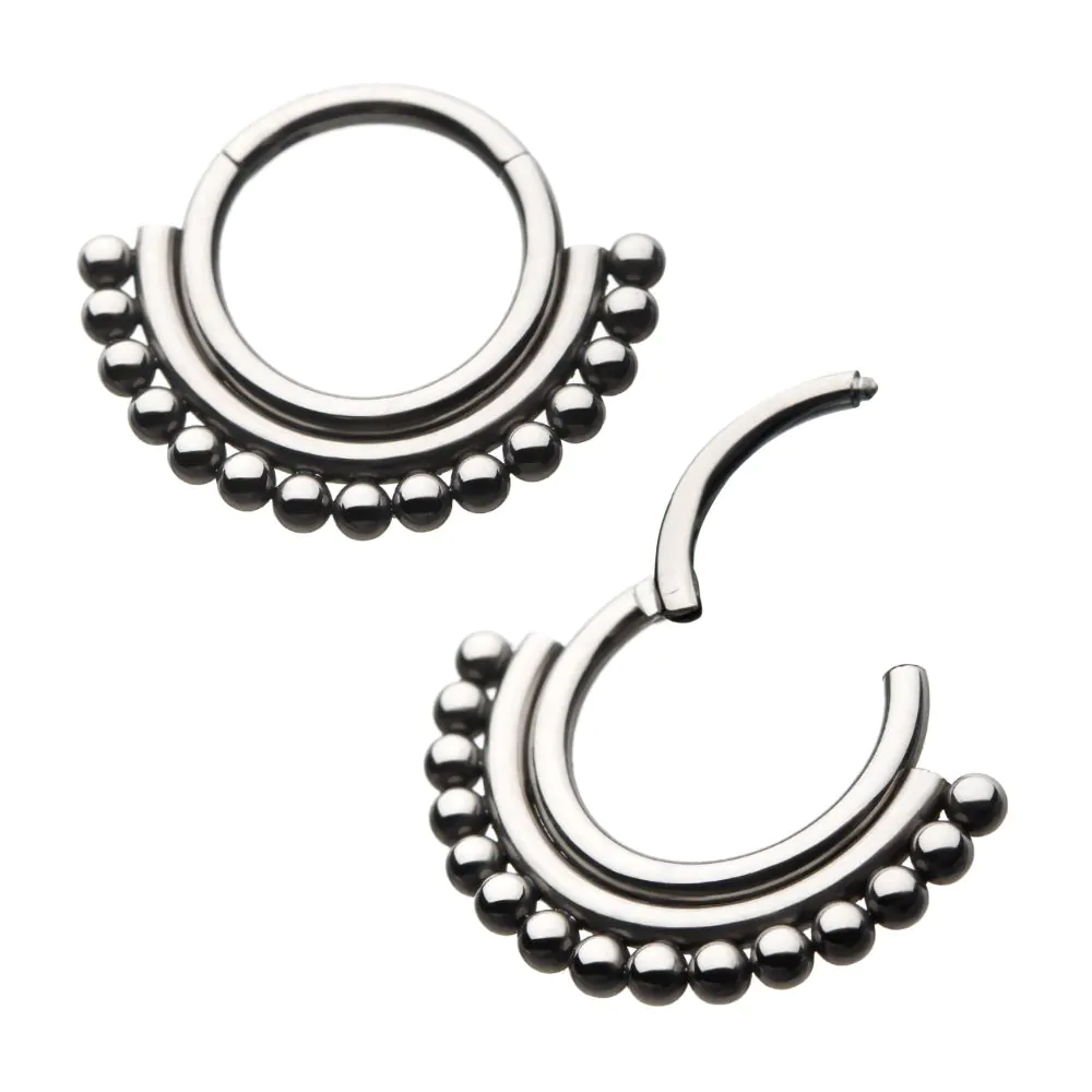 Piercing Anneau Titane F136 Gamme Invictus - Clicker 7 avec fermeture à charnière cerclage de perles