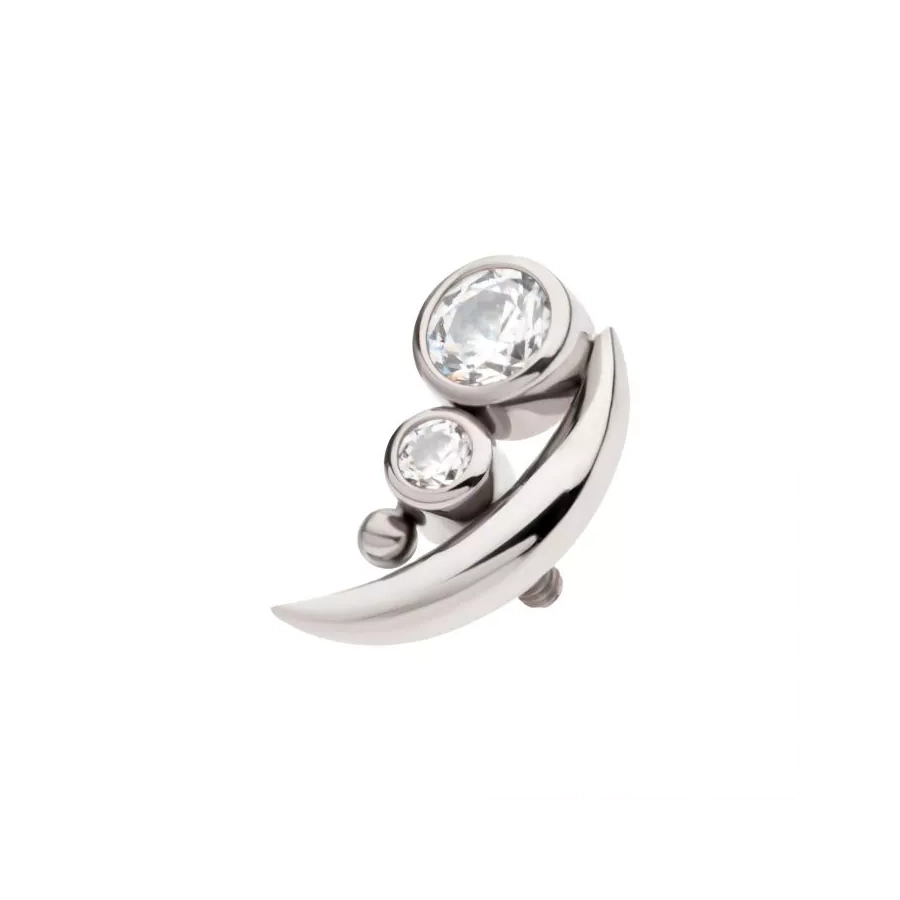 Piercing Embout - Titane F136 Gamme Invictus - Embout 11 avec pas de vis interne 0,9 mm pour piercing 1,2 mm lune strass*