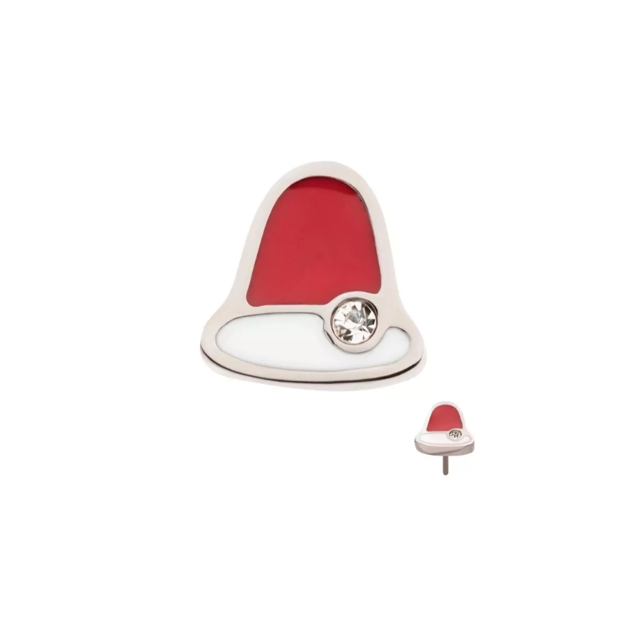 Piercing Embout - Titane F136 Gamme Invictus - Embout 18 sans filetage threadless bonnet de noël strass