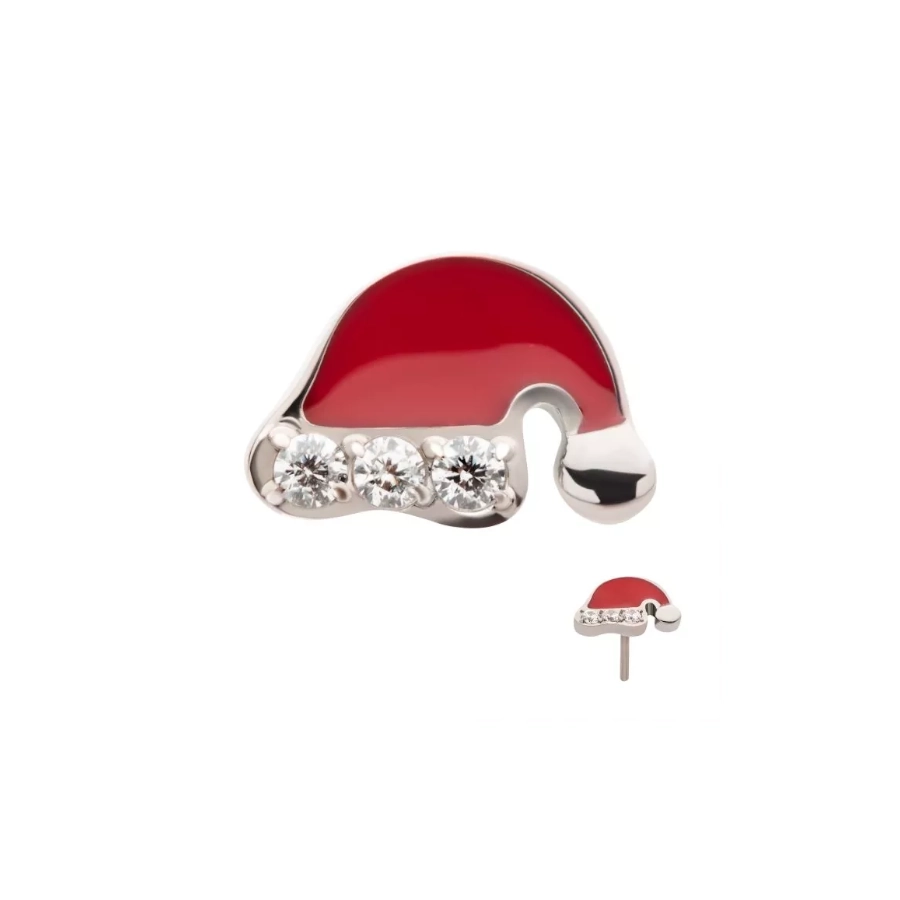 Piercing Embout - Titane F136 Gamme Invictus - Embout 17 sans filetage threadless bonnet de noël