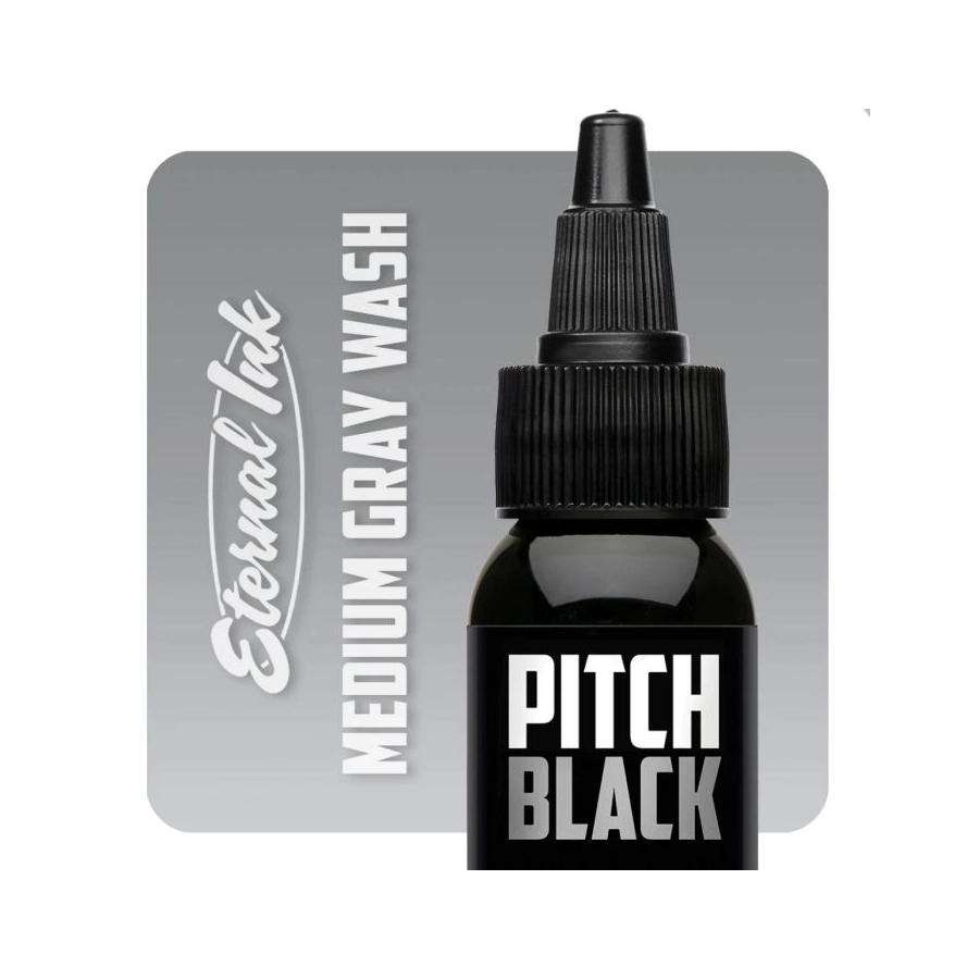 Encre Entrainement Tattoo Greywash - Eternal Ink Pitch Black Medium Gray Wash - Encre artistique pour entrainement au tatouage NON REACH*
