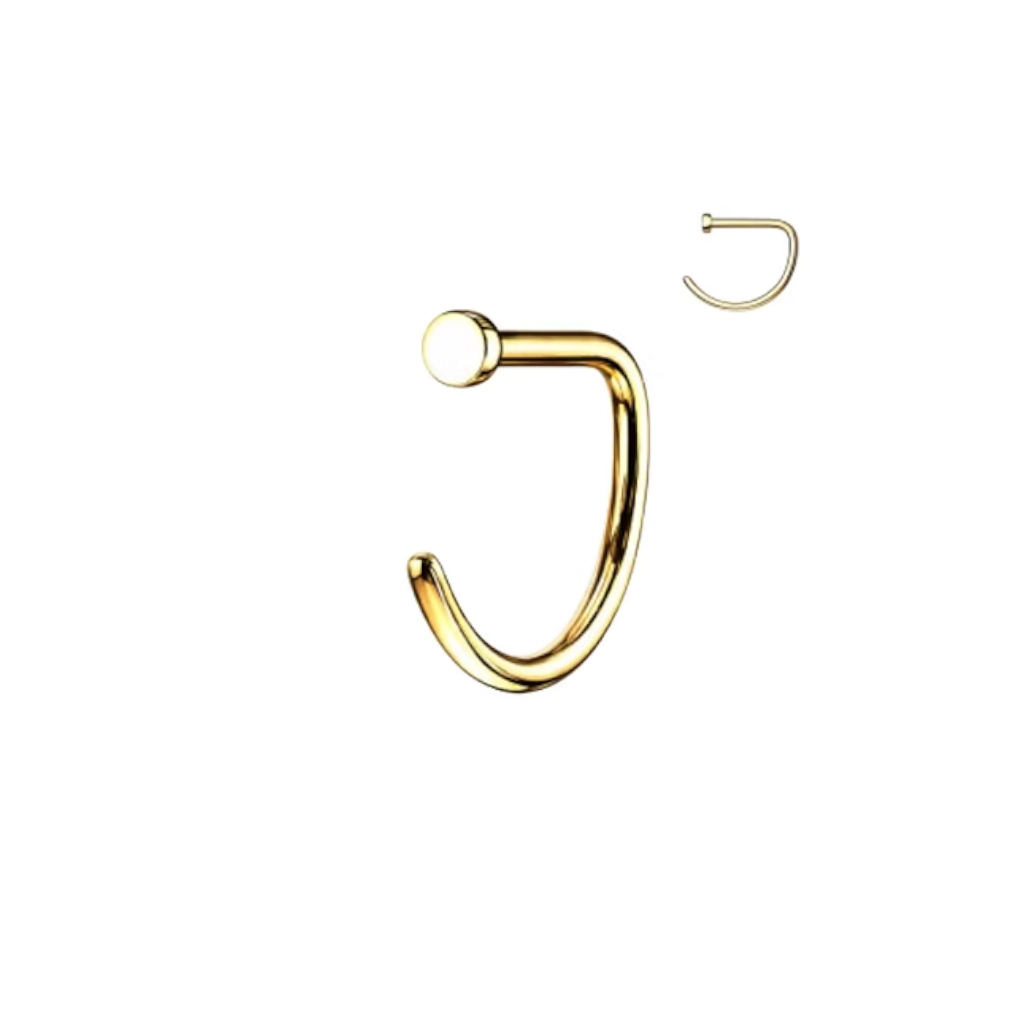 Piercing Nez - Titane F136 Stérile Gold - Demi anneau pour le nez avec disque 0,8 x 8 mm*
