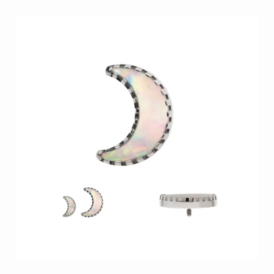 Piercing Embout - Titane F136 Gamme Invictus - Embout 20 avec pas de vis interne 0,9 mm pour piercing 1,2 mm croissant de lune opale*