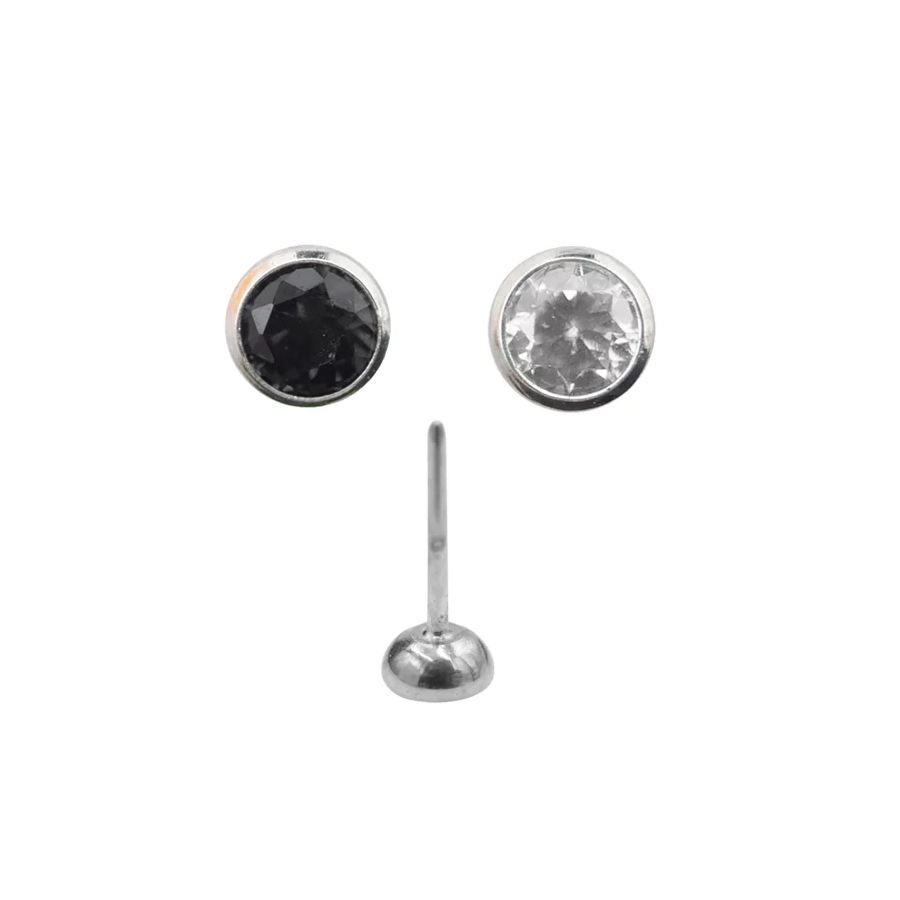 Piercing Bille - Titane Threadless - Embout demi bille sans pas de vis threadless avec strass 0,5 x 2,35 mm*