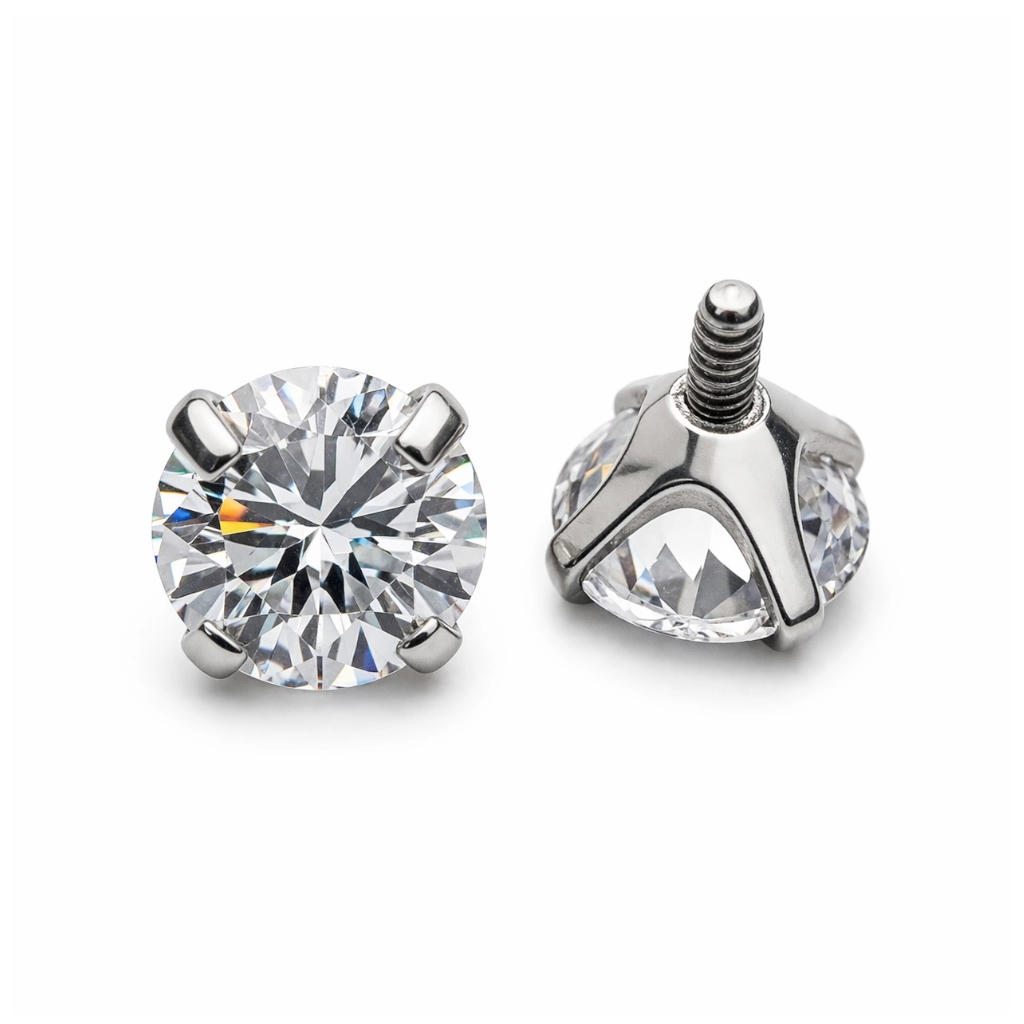 Piercing Embout Titane ASTM F136 Premium – Embout 9 Filetage Interne Qualité Implant Strass 2 mm pour Piercing 1,2 mm* 