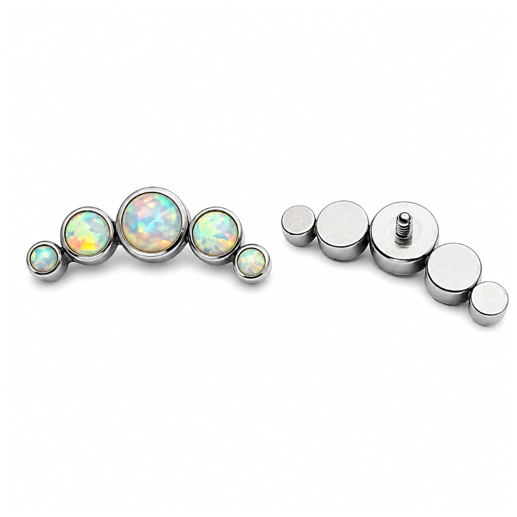 Piercing Embout Titane ASTM F136 Premium Opale Cluster 11 mm – Pas de vis interne 0,9 mm pour Piercing 1,2 mm*