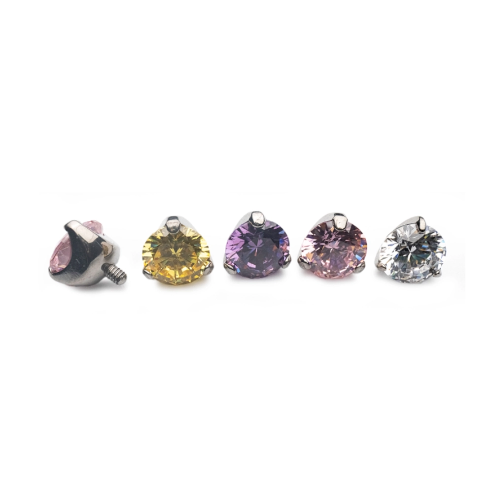 Piercing Embout - Titane Astm F136 - Embout n°33 avec pas de vis interne 0,9 mm pour piercing 1,2 mm strass rond griffé 4 mm*