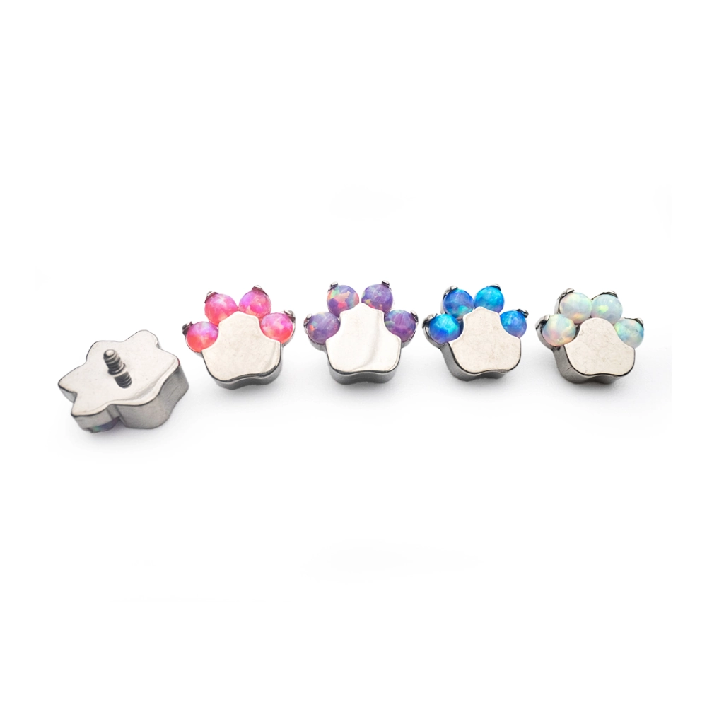 Piercing Embout - Titane F136 Gamme Hand Ink - Embout 43 avec pas de vis interne 0,9 mm pour piercing 1,2 mmpatte de chien opale*
