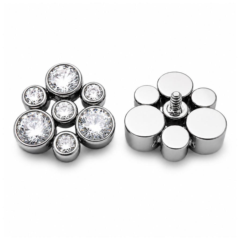 Piercing Embout Titane ASTM F136 Premium Perles de Strass 8 mm – Pas de vis interne 0,9 mm pour Piercing 1,2 mm*