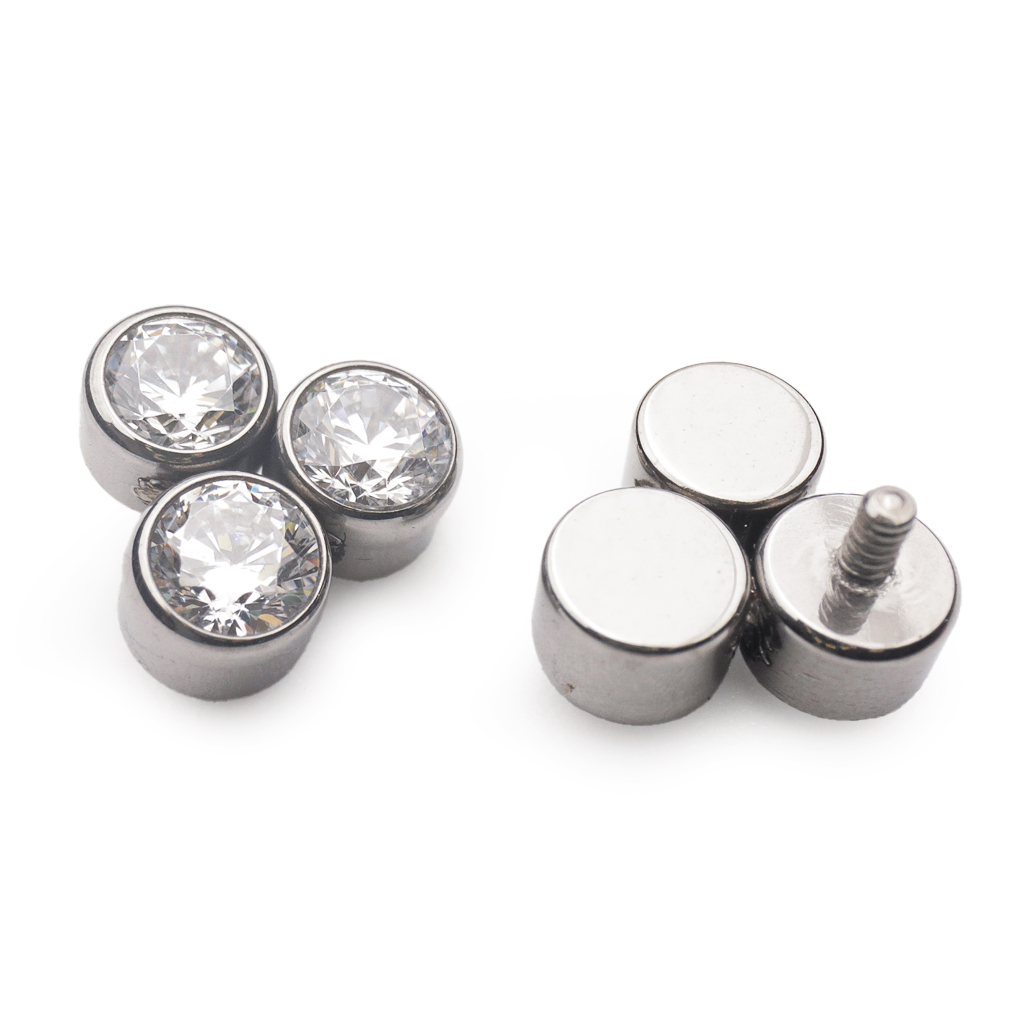 Piercing Embout - Titane Astm F136 - Embout n°291 avec pas de vis interne 0,9 mm pour piercing 1,2 mm perle de 3 strass 8 mm*