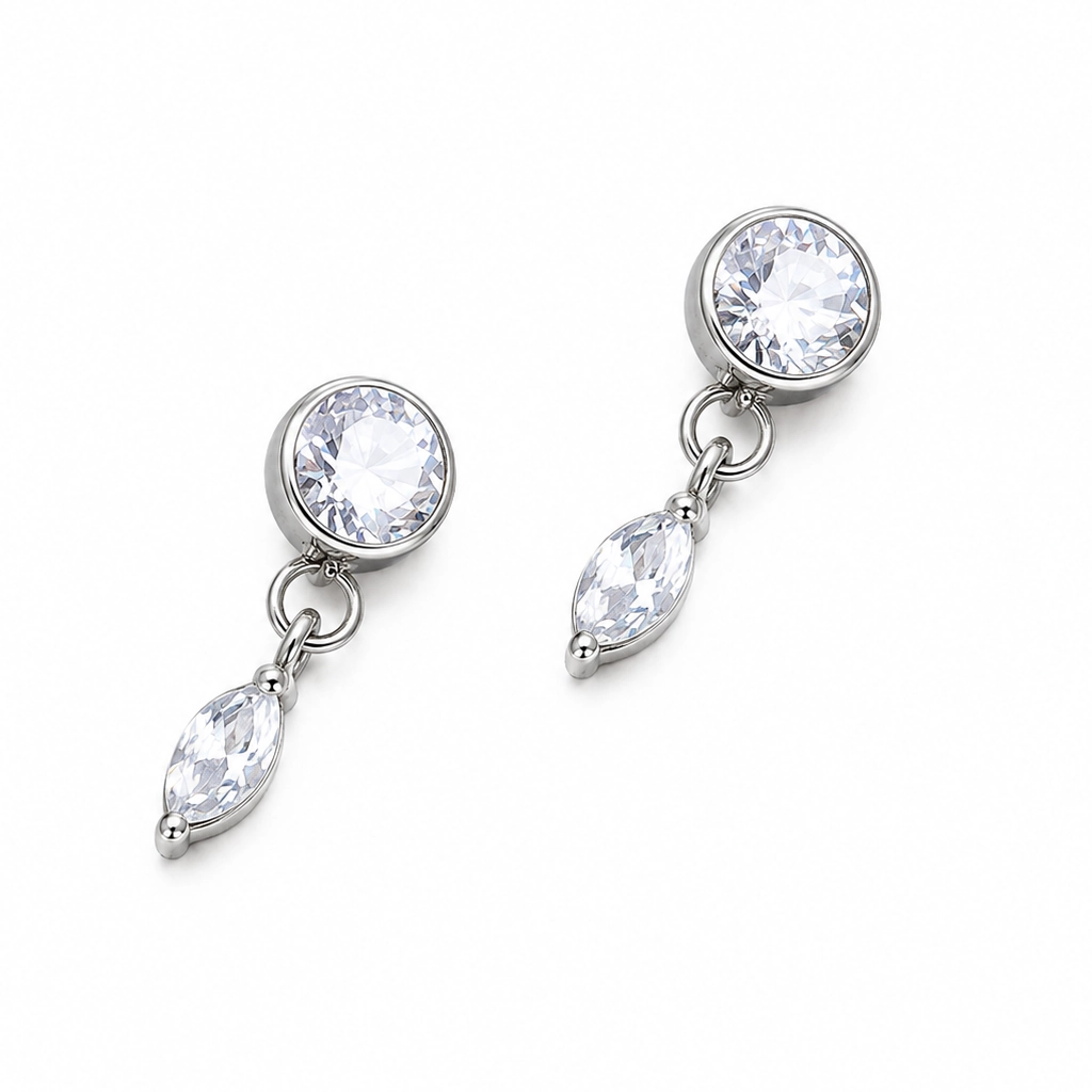 Piercing Embout Titane ASTM F136 Premium Strass Rond et Pendentif 8 mm – Pas de vis interne 0,9 mm pour Piercing 1,2 mm*