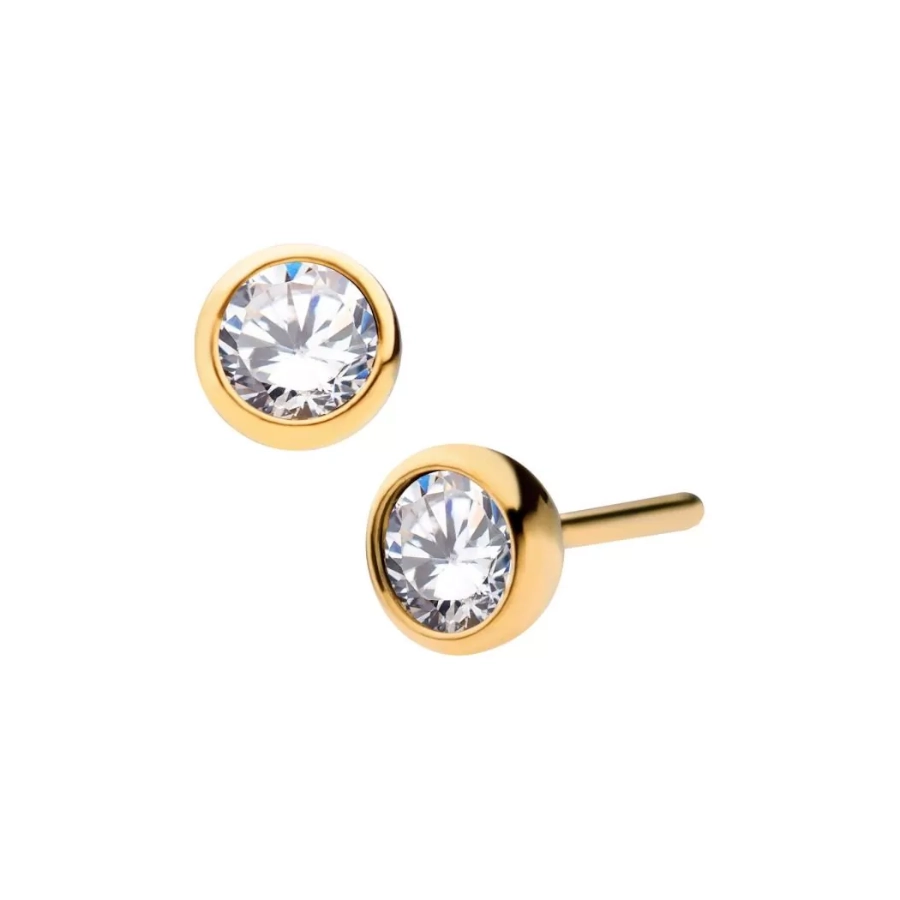 Embout Piercing - Titane F136 Gold Gamme Invictus - Embout 8 sans filetage threadless bille strass swarovski 3 mm*
