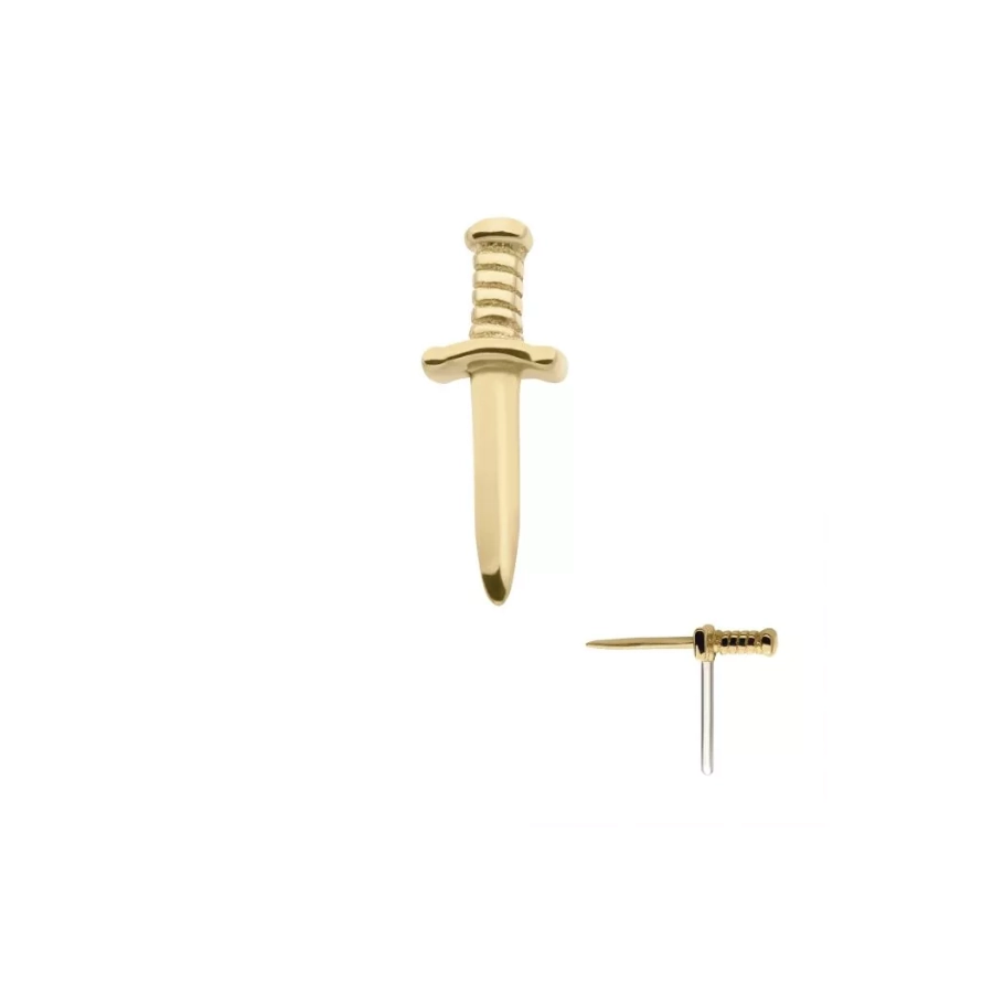 Embout Piercing - Titane F136 Gold Gamme Invictus - Embout 2 sans filetage threadless poignard*