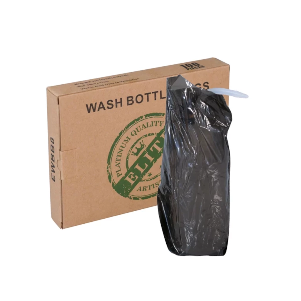 Protection Tattoo - Elite Wash Bottle Bags - Boite de 100 sacs de protection pour les bouteilles et pissettes de tatouage noir 25 x 15 cm*