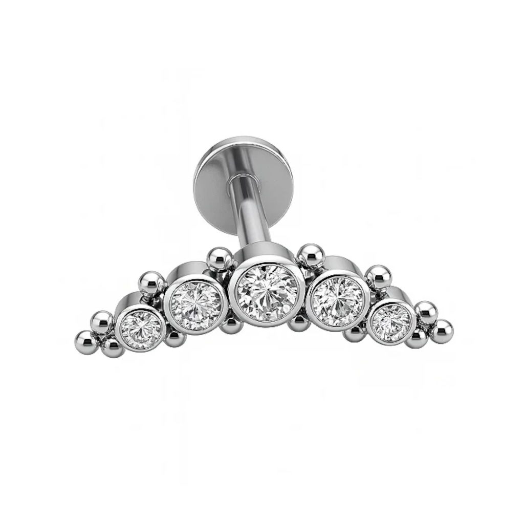 Piercing Labret - Titane Astm F136 Stérile - Labret 46 avec pas de vis interne largeur embout 14 mm* 