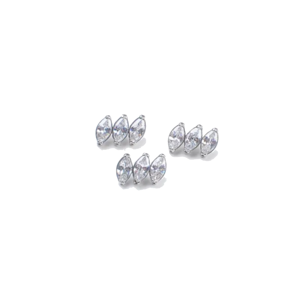 Piercing Embout - Titane Astm F136 Stérile - Embout 447 avec pas de vis interne 0,9 mm pour piercing 1,2 mm marquise 3 strass embout 7 mm*