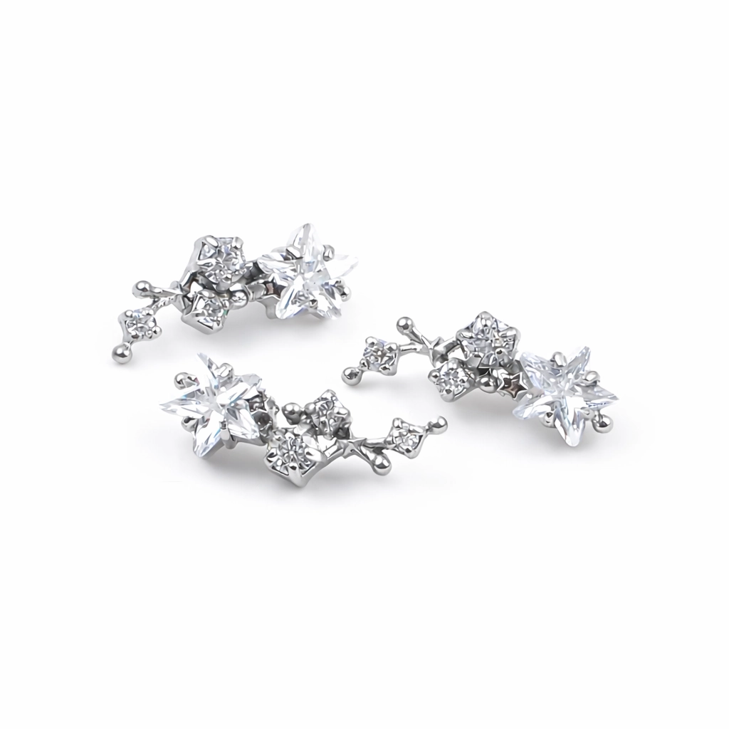 Piercing Embout Titane ASTM F136 Premium – Embout 498 Filetage Interne & fleur étoilée hauteur 14 mm pour piercing 1,2 mm*